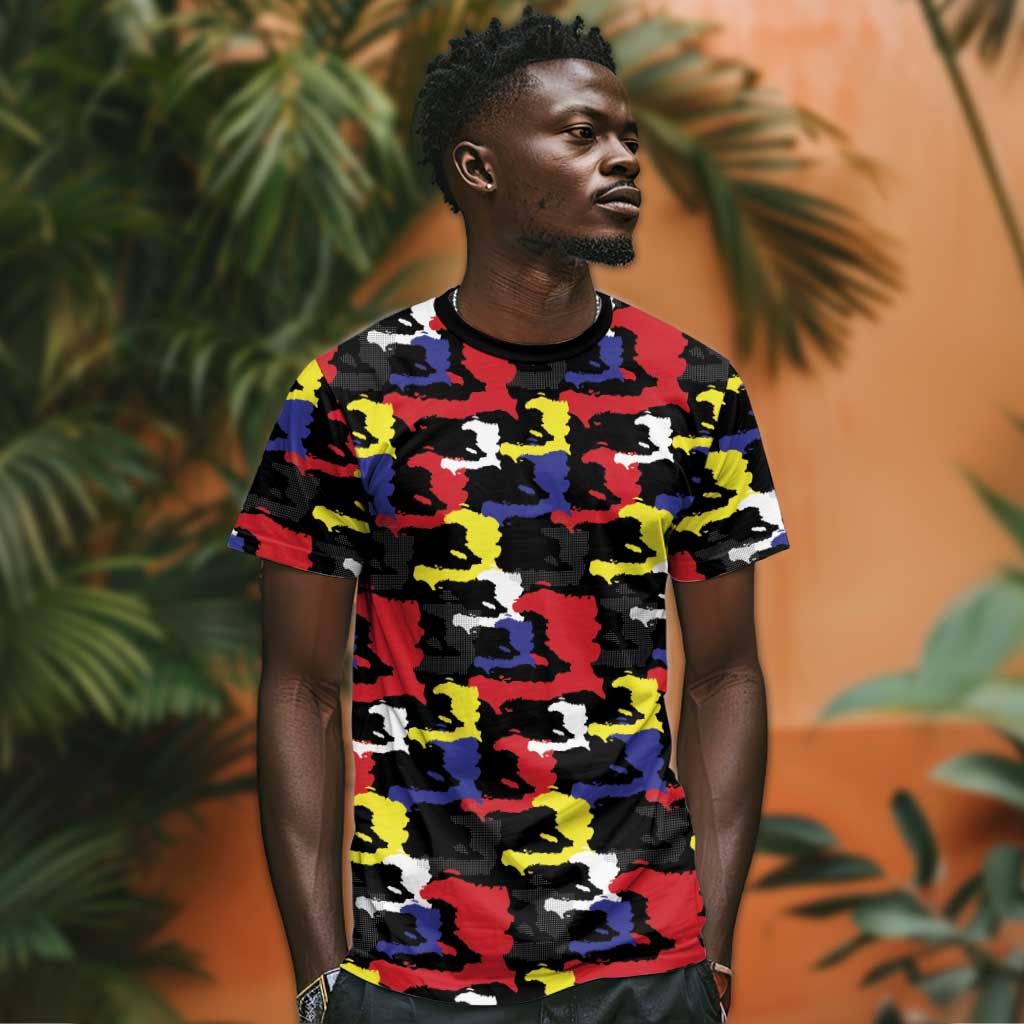 Haiti Map Camouflage Colorful T shirt - Wonder Print Shop