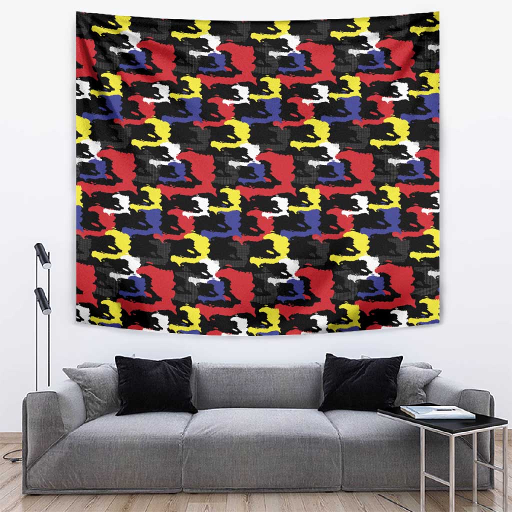 Haiti Map Camouflage Colorful Tapestry - Wonder Print Shop