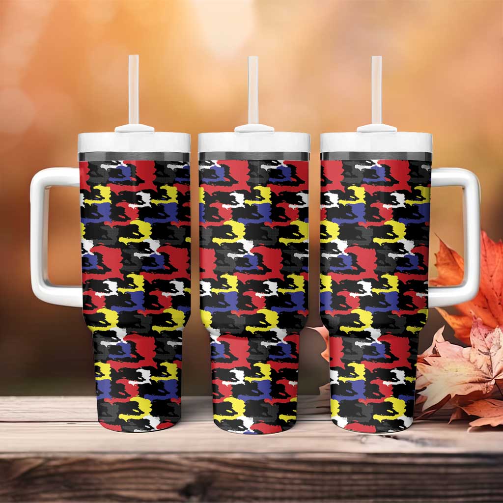 Haiti Map Camouflage Colorful Tumbler With Handle - Wonder Print Shop