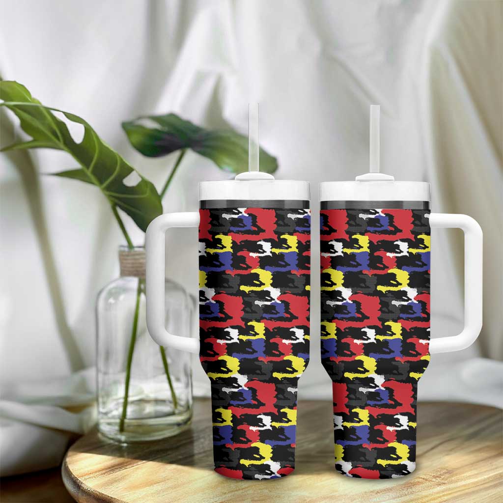 Haiti Map Camouflage Colorful Tumbler With Handle - Wonder Print Shop