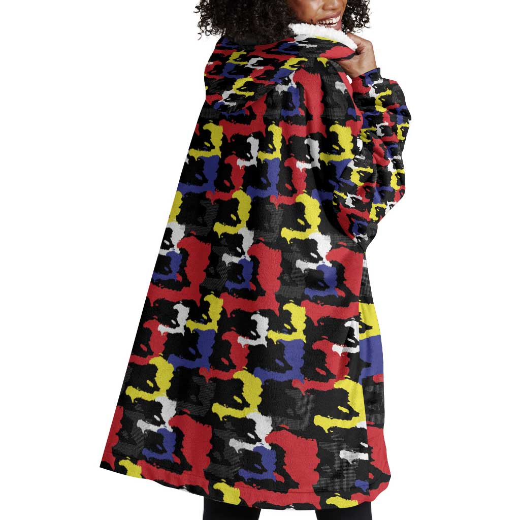 Haiti Map Camouflage Colorful Wearable Blanket Hoodie - Wonder Print Shop