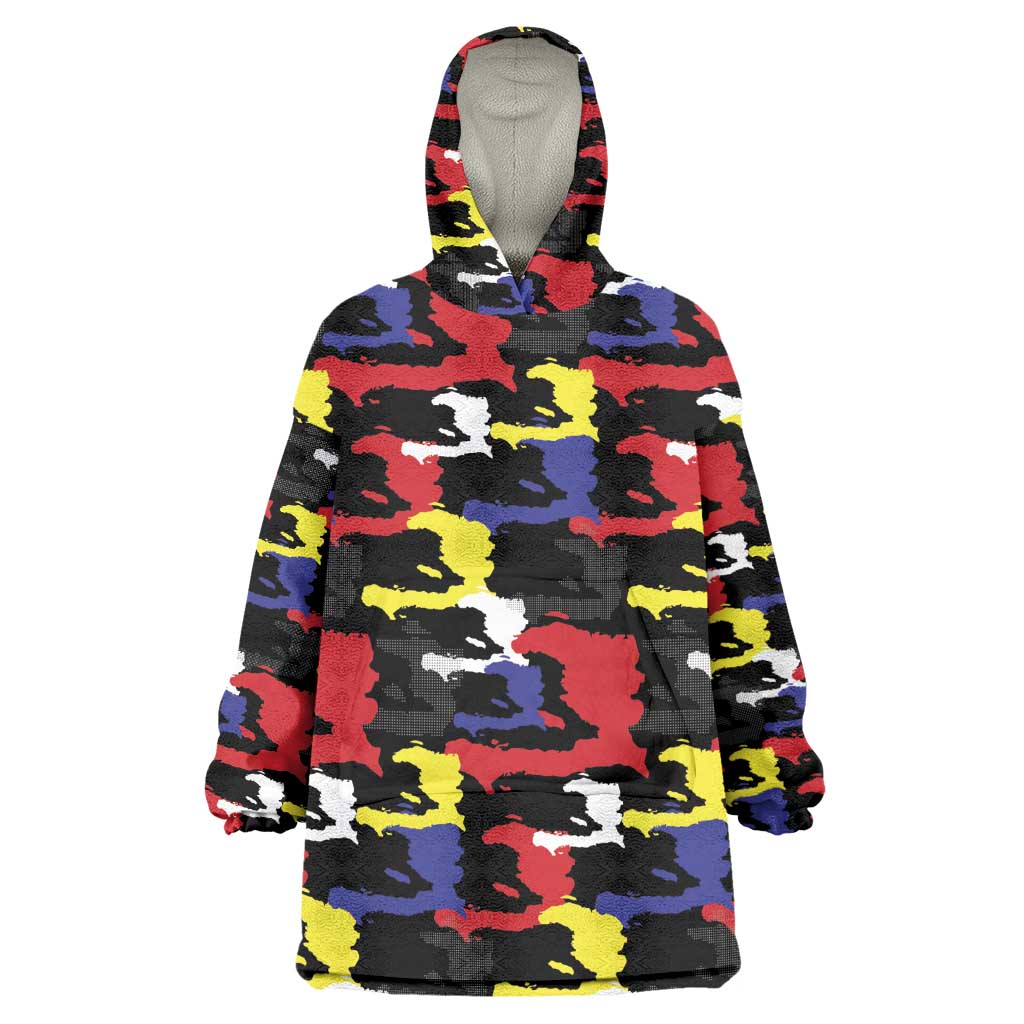 Haiti Map Camouflage Colorful Wearable Blanket Hoodie - Wonder Print Shop