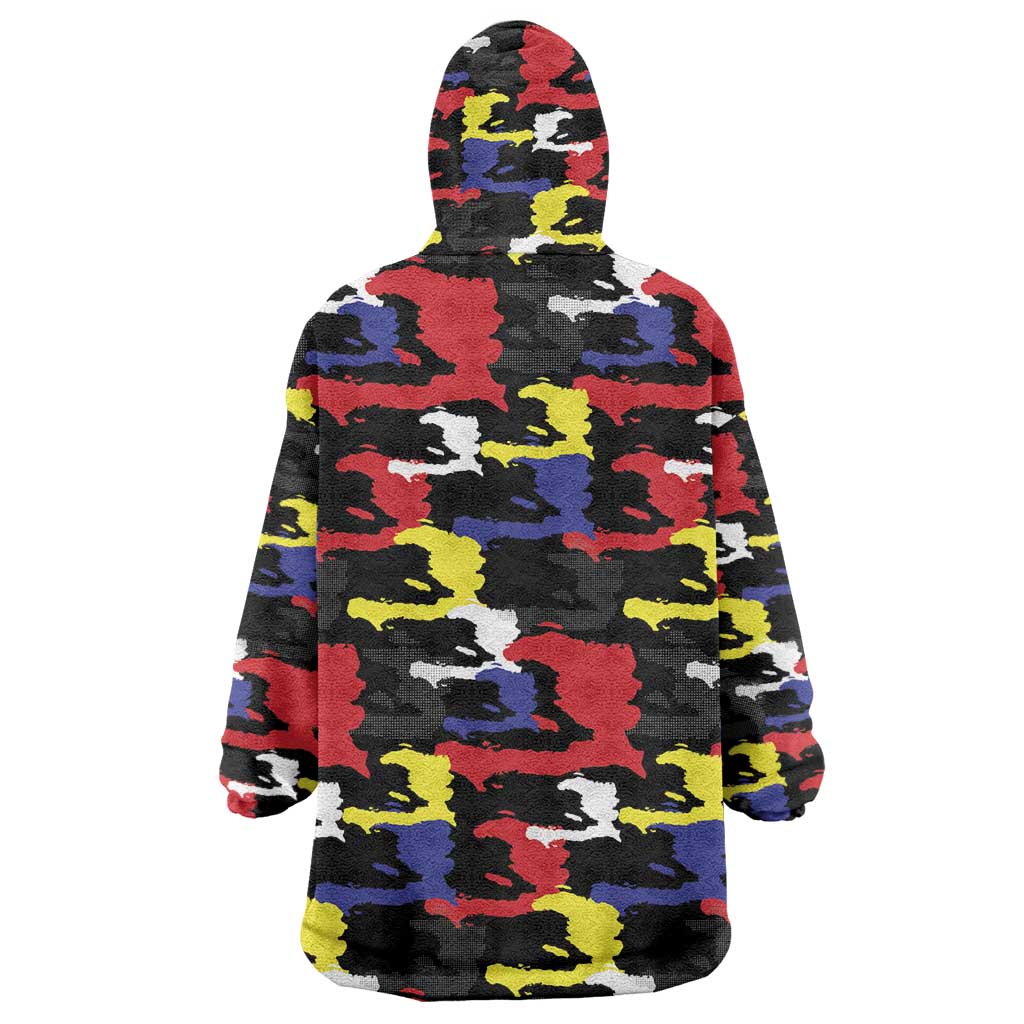Haiti Map Camouflage Colorful Wearable Blanket Hoodie - Wonder Print Shop