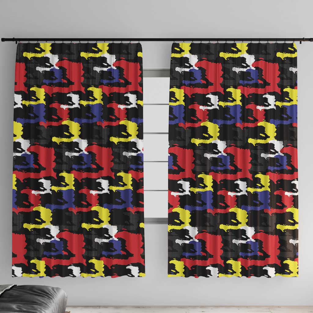 Haiti Map Camouflage Colorful Window Curtain - Wonder Print Shop