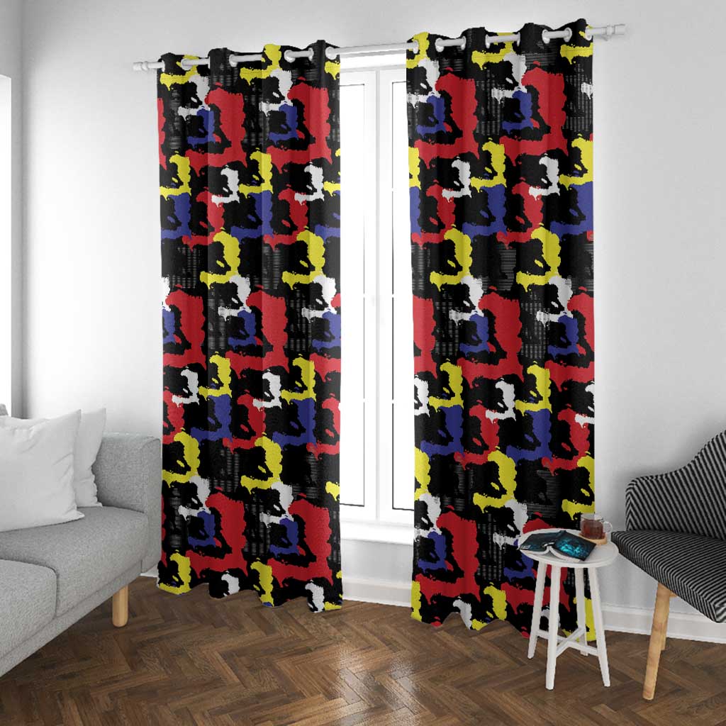 Haiti Map Camouflage Colorful Window Curtain - Wonder Print Shop