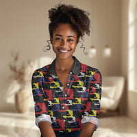 Haiti Map Camouflage Colorful Women Casual Shirt - Wonder Print Shop