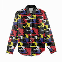 Haiti Map Camouflage Colorful Women Casual Shirt - Wonder Print Shop