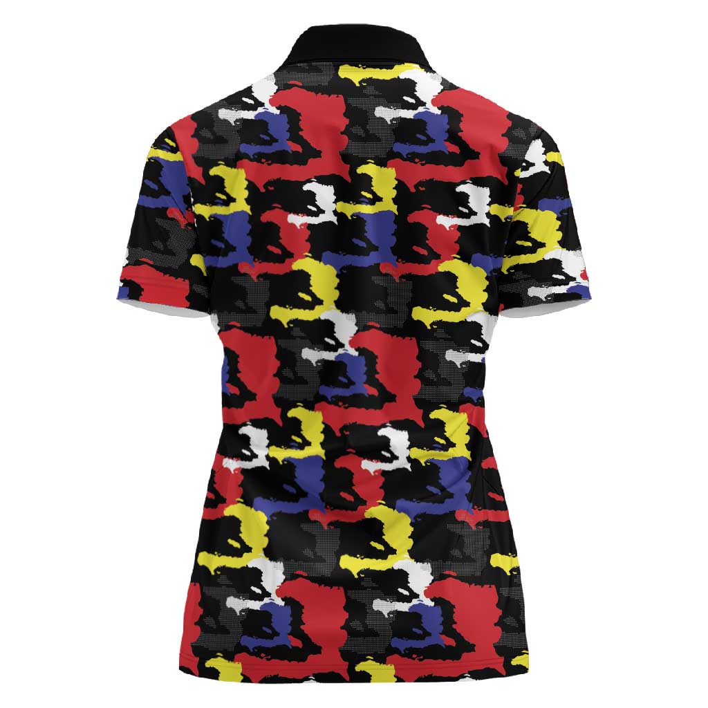 Haiti Map Camouflage Colorful Women Polo Shirt - Wonder Print Shop