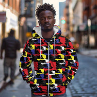 Haiti Map Camouflage Colorful Zip Hoodie - Wonder Print Shop