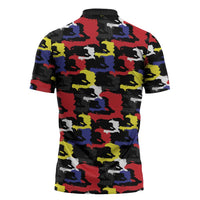 Haiti Map Camouflage Colorful Zipper Polo Shirt - Wonder Print Shop