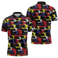 Haiti Map Camouflage Colorful Zipper Polo Shirt - Wonder Print Shop