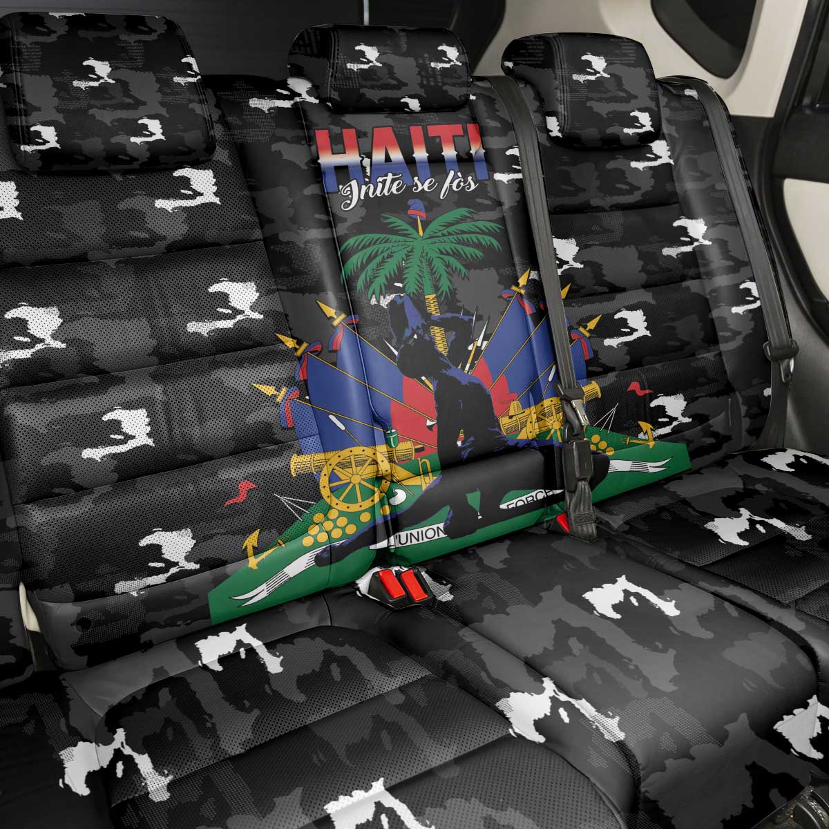 Haiti Map Camouflage Back Car Seat Cover Unique Style - Wonder Print Shop