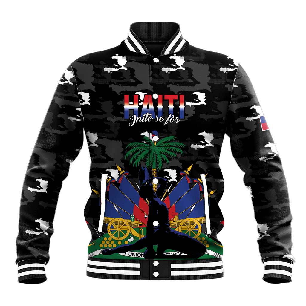 Personalized Haiti Map Camouflage Baseball Jacket Unique Style - Wonder Print Shop