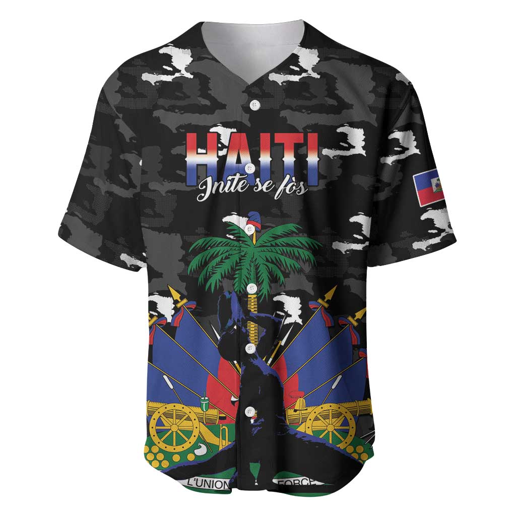 Personalized Haiti Map Camouflage Baseball Jersey Unique Style - Wonder Print Shop
