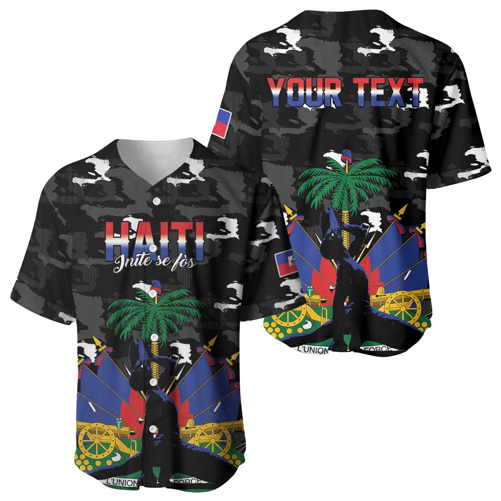 Personalized Haiti Map Camouflage Baseball Jersey Unique Style - Wonder Print Shop