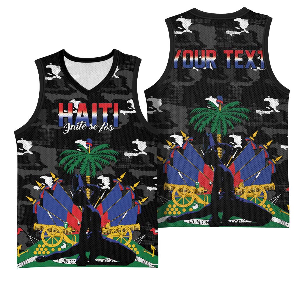 Personalized Haiti Map Camouflage Basketball Jersey Unique Style - Wonder Print Shop