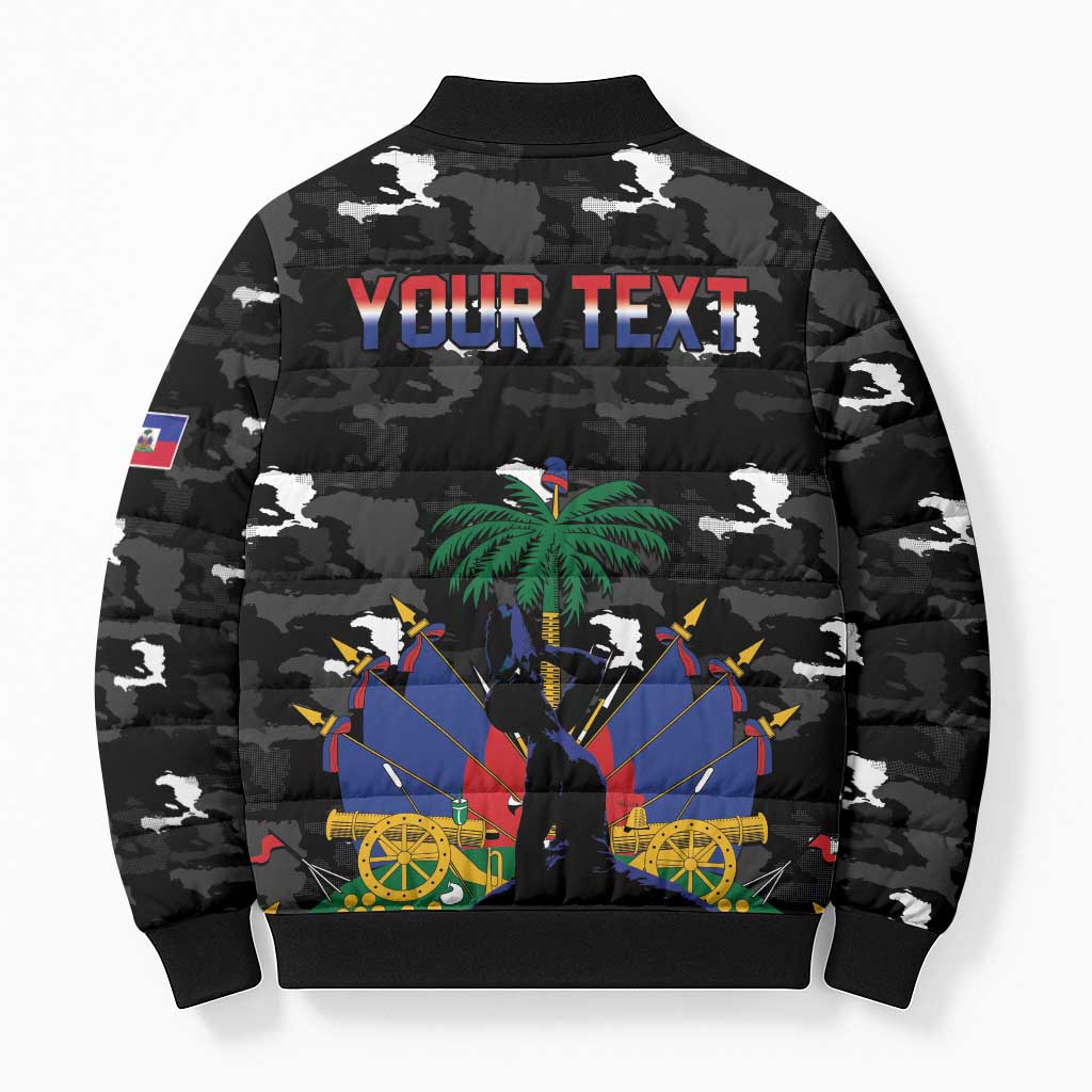 Personalized Haiti Map Camouflage Bomber Puffer Jacket Unique Style - Wonder Print Shop