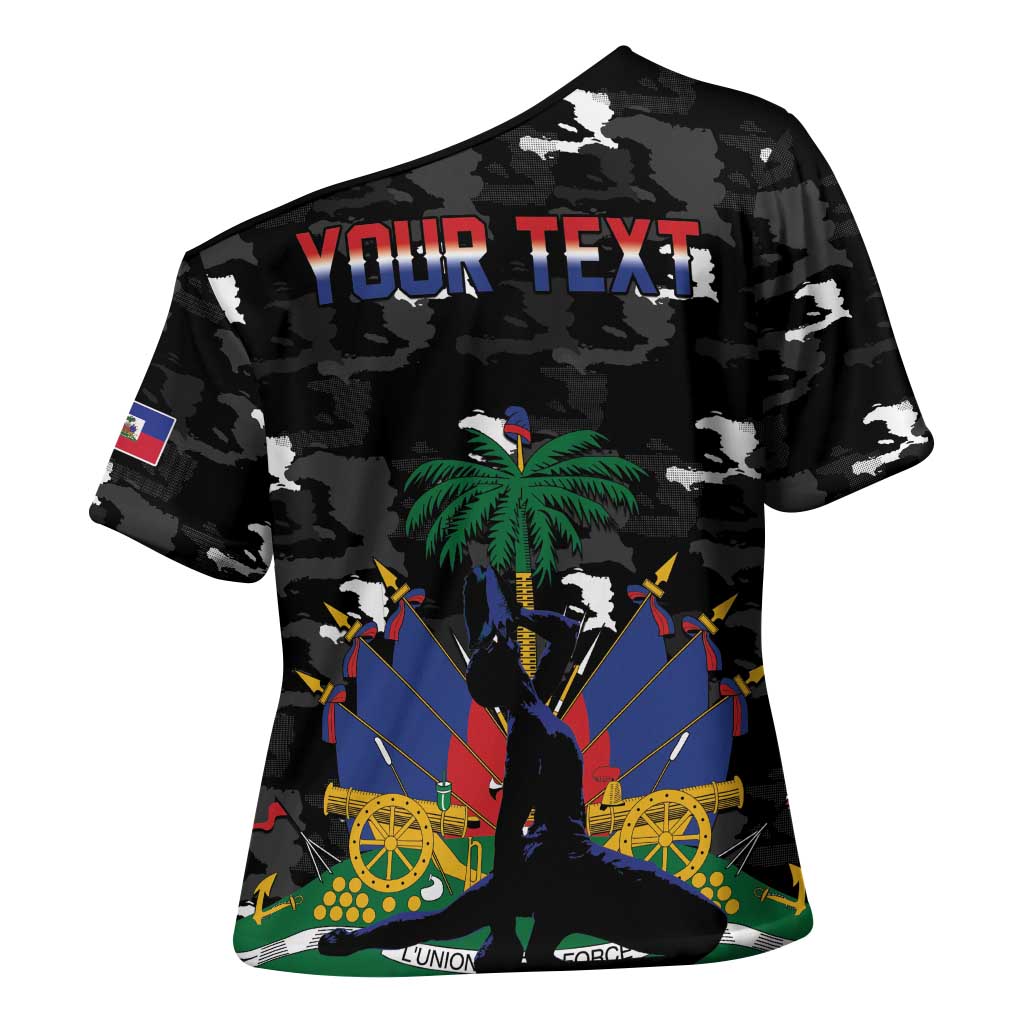 Personalized Haiti Map Camouflage Cross Shoulder Shirt Unique Style - Wonder Print Shop