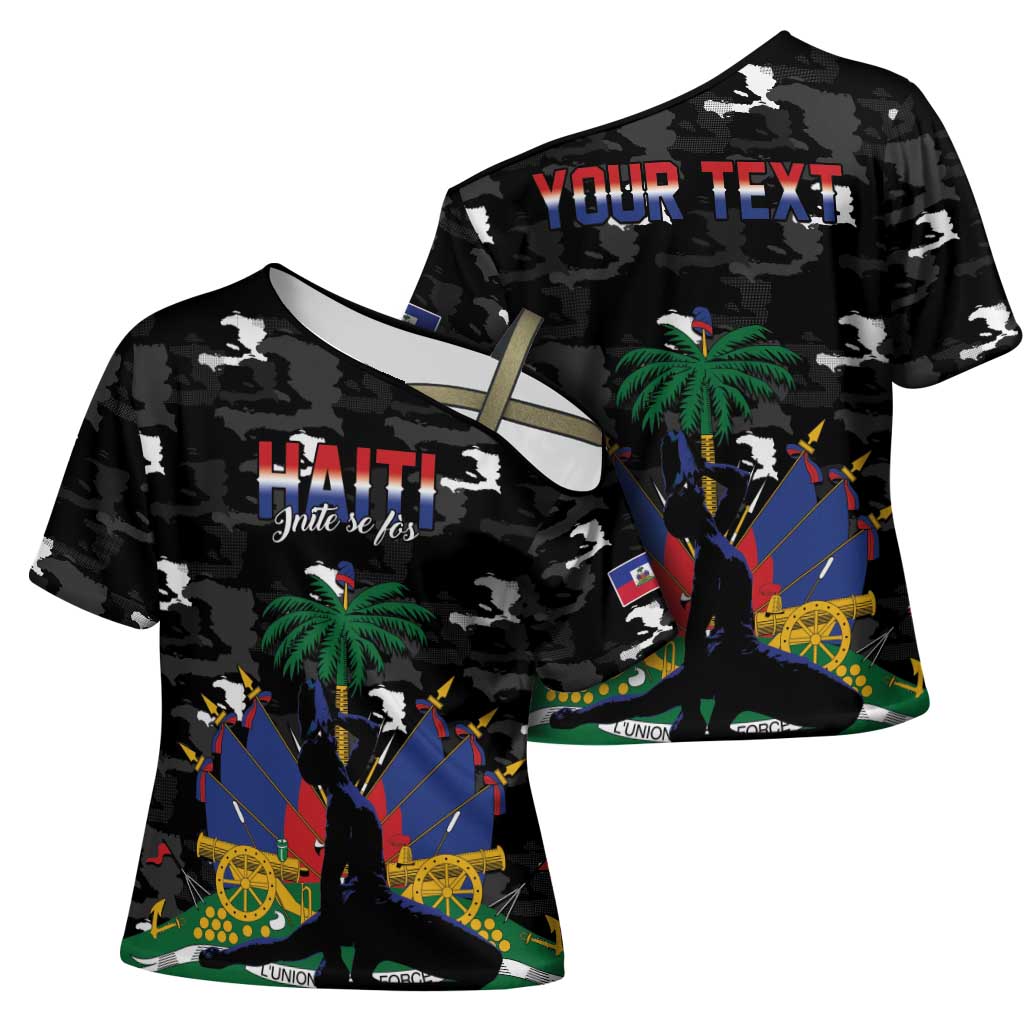 Personalized Haiti Map Camouflage Cross Shoulder Shirt Unique Style - Wonder Print Shop