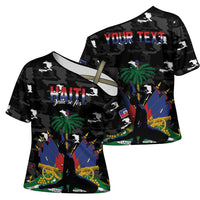 Personalized Haiti Map Camouflage Cross Shoulder Shirt Unique Style - Wonder Print Shop
