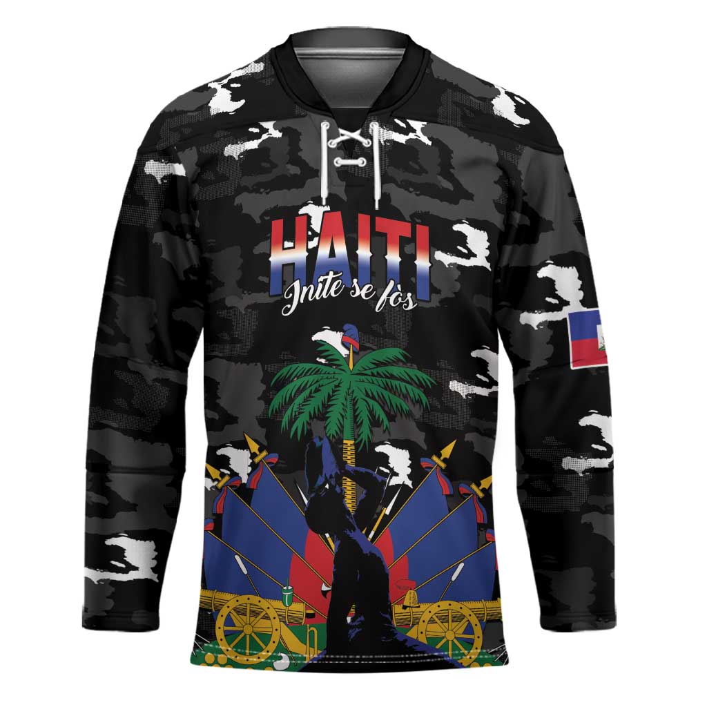Personalized Haiti Map Camouflage Hockey Jersey Unique Style - Wonder Print Shop