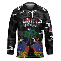 Personalized Haiti Map Camouflage Hockey Jersey Unique Style - Wonder Print Shop