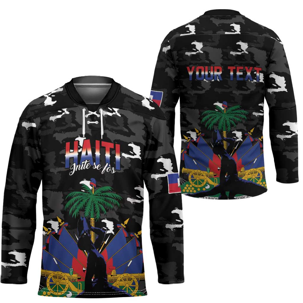 Personalized Haiti Map Camouflage Hockey Jersey Unique Style - Wonder Print Shop