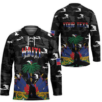 Personalized Haiti Map Camouflage Hockey Jersey Unique Style - Wonder Print Shop