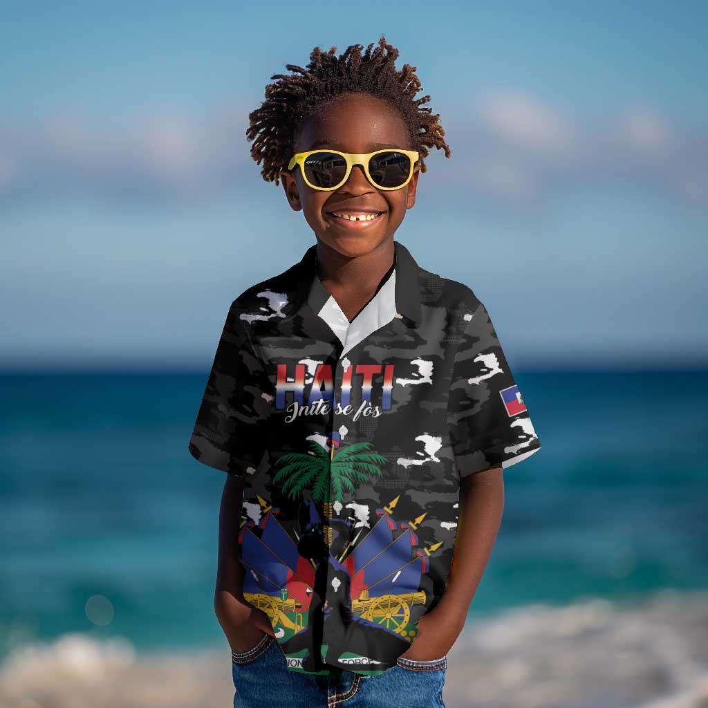 Personalized Haiti Map Camouflage Kid Hawaiian Shirt Unique Style - Wonder Print Shop