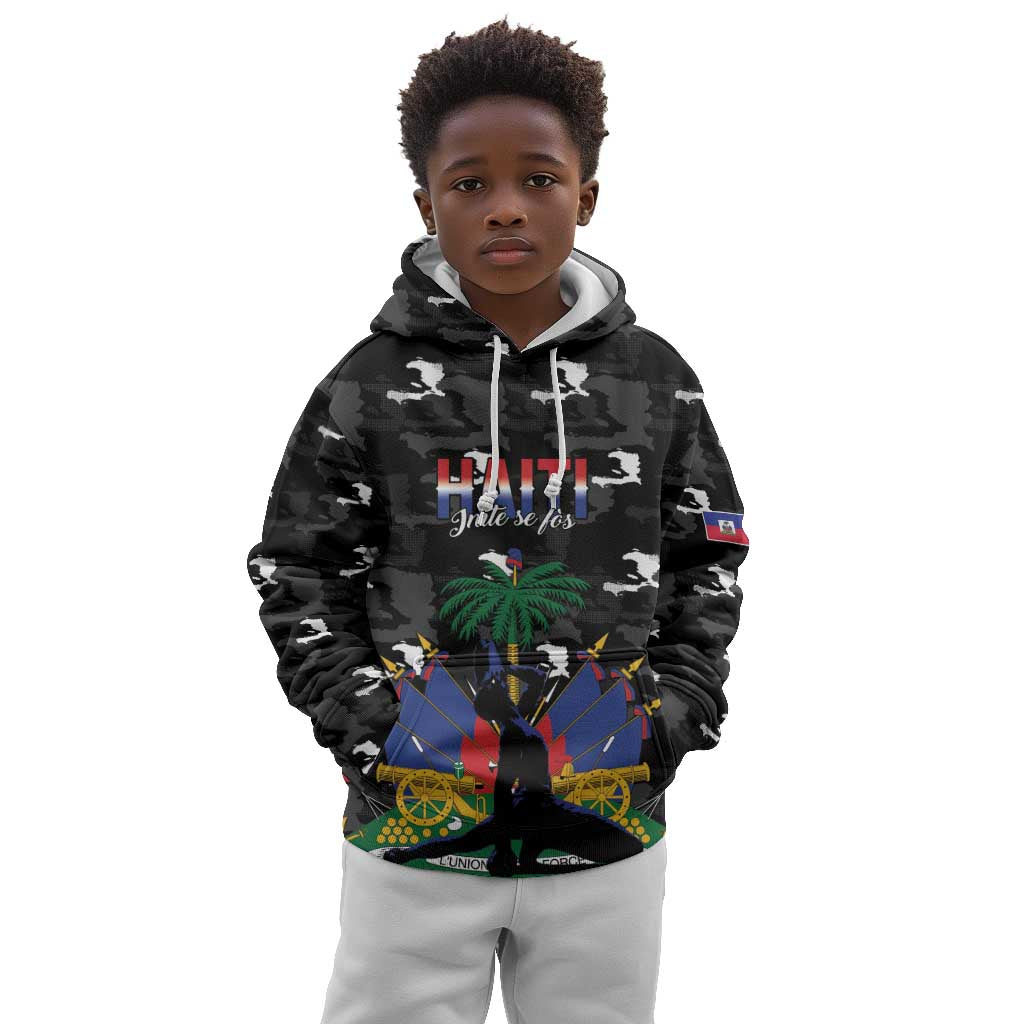 Personalized Haiti Map Camouflage Kid Hoodie Unique Style - Wonder Print Shop
