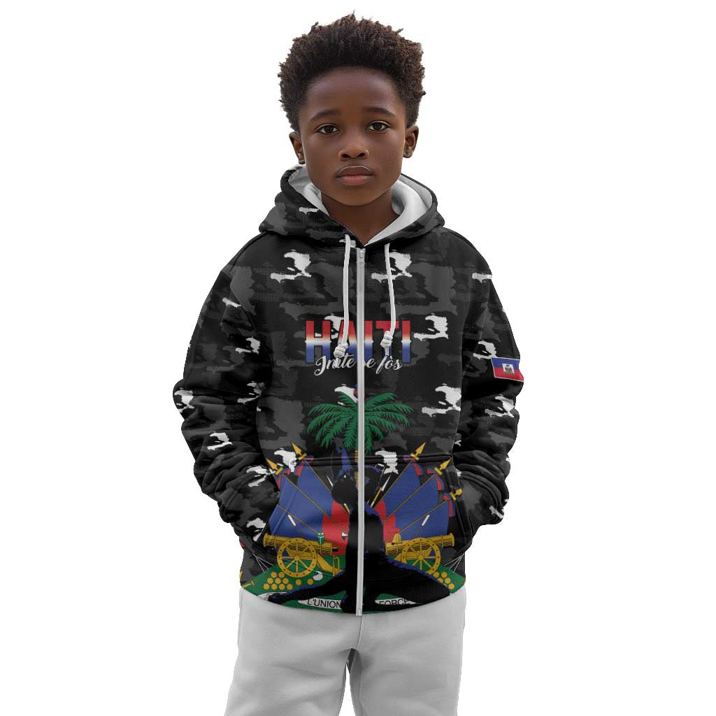 Personalized Haiti Map Camouflage Kid Hoodie Unique Style - Wonder Print Shop
