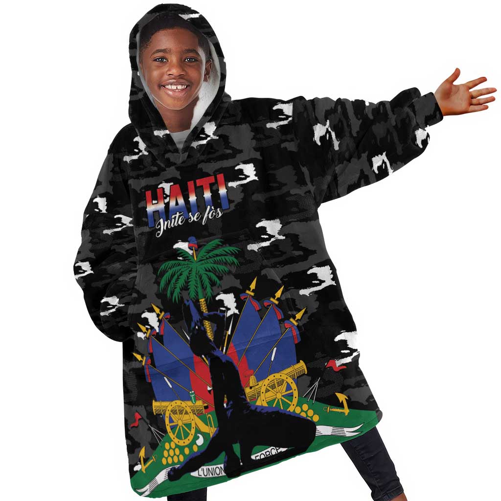 Personalized Haiti Map Camouflage Kid Wearable Blanket Hoodie Unique Style - Wonder Print Shop