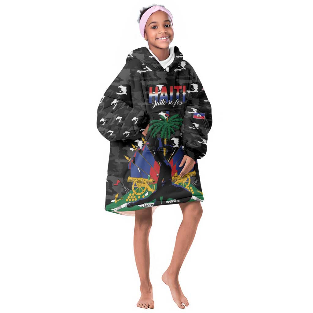 Personalized Haiti Map Camouflage Kid Wearable Blanket Hoodie Unique Style - Wonder Print Shop