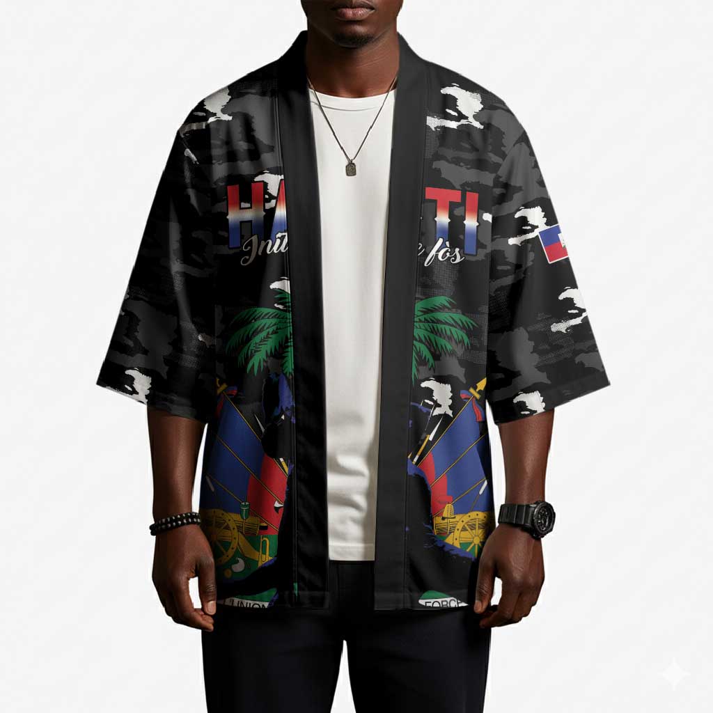 Personalized Haiti Map Camouflage Kimono Unique Style - Wonder Print Shop