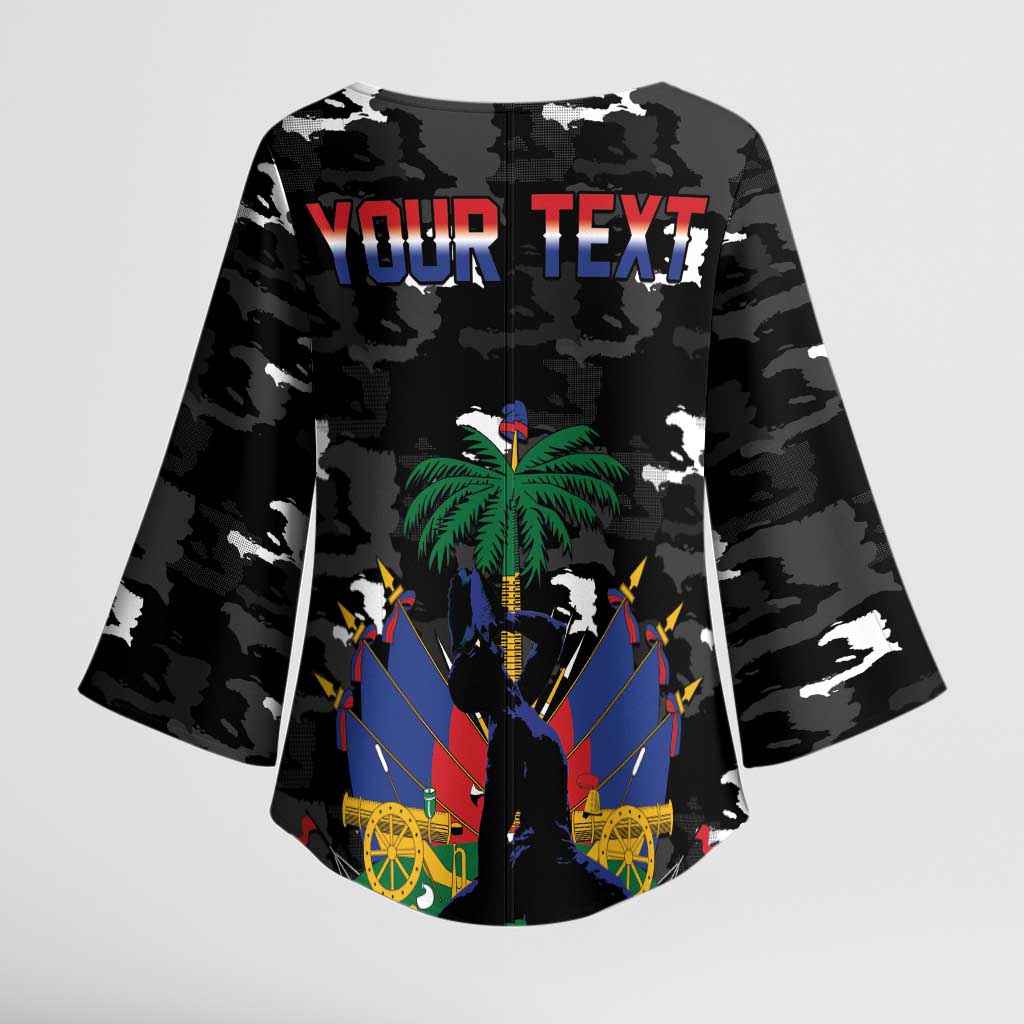Personalized Haiti Map Camouflage Kimono Sleeve Blouse Unique Style - Wonder Print Shop