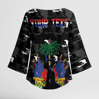Personalized Haiti Map Camouflage Kimono Sleeve Blouse Unique Style - Wonder Print Shop