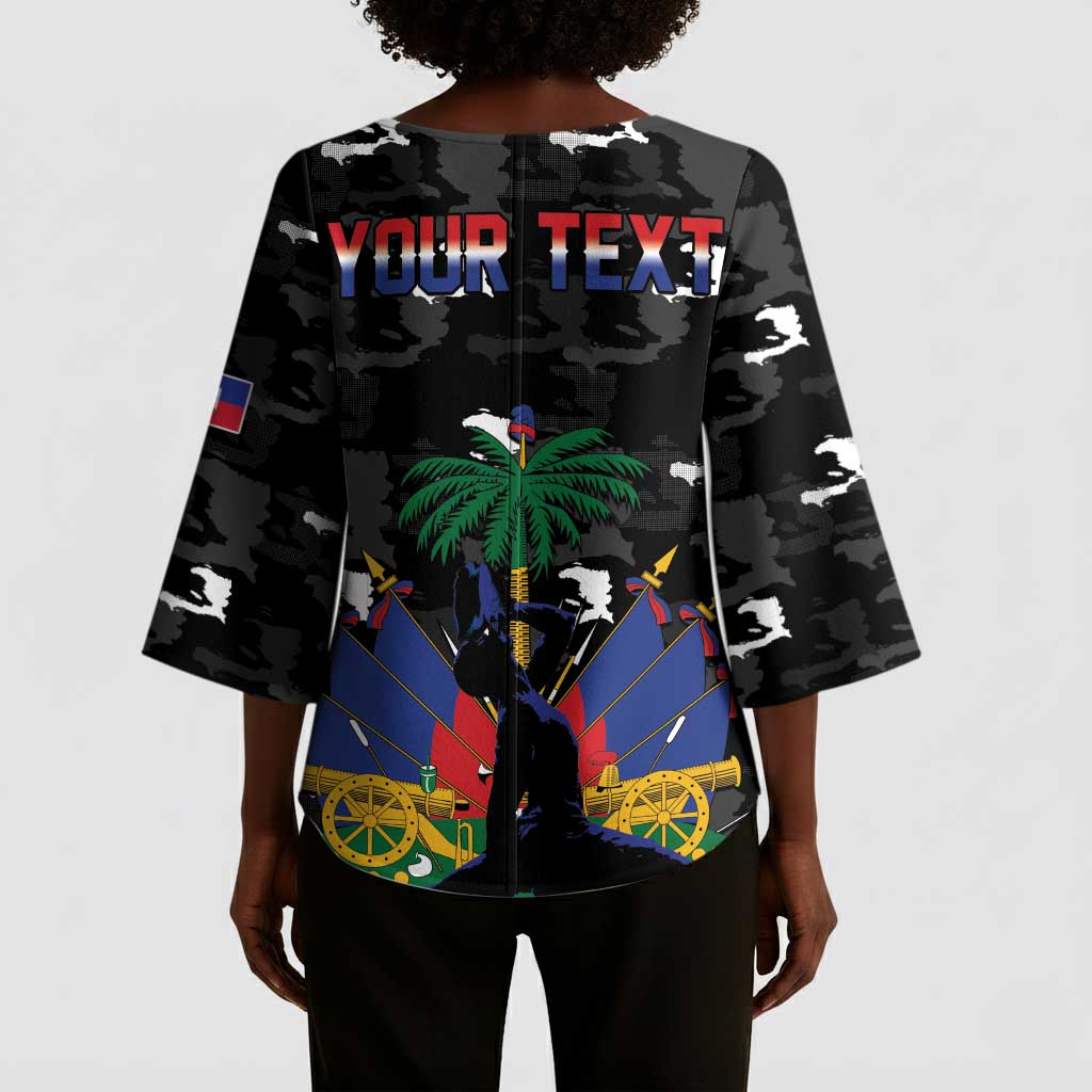 Personalized Haiti Map Camouflage Kimono Sleeve Blouse Unique Style - Wonder Print Shop