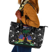 Haiti Map Camouflage Leather Tote Bag Unique Style - Wonder Print Shop