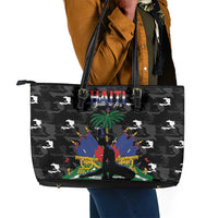 Haiti Map Camouflage Leather Tote Bag Unique Style - Wonder Print Shop