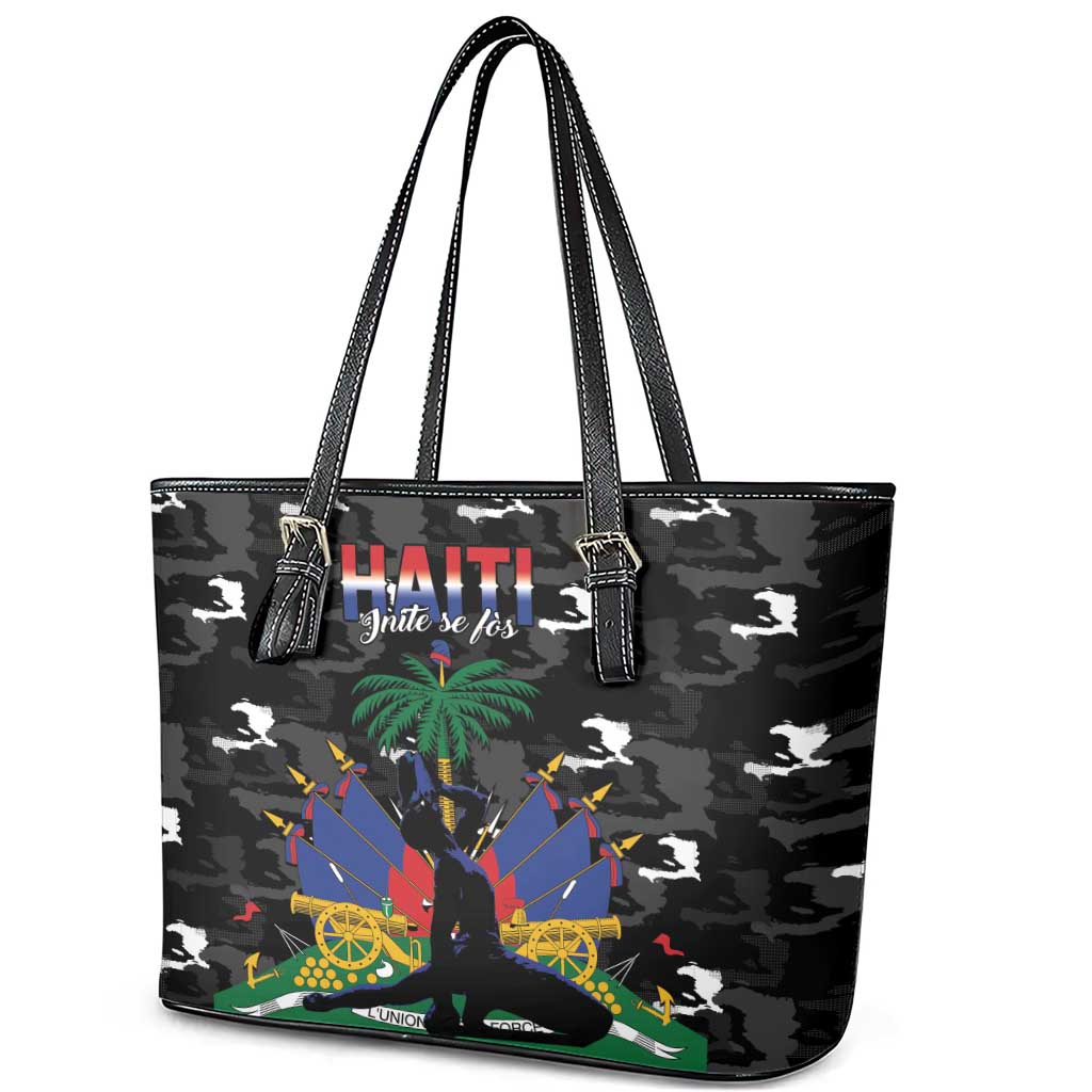 Haiti Map Camouflage Leather Tote Bag Unique Style - Wonder Print Shop