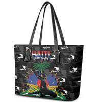 Haiti Map Camouflage Leather Tote Bag Unique Style - Wonder Print Shop