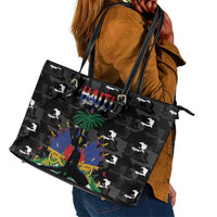 Haiti Map Camouflage Leather Tote Bag Unique Style - Wonder Print Shop