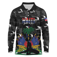 Personalized Haiti Map Camouflage Long Sleeve Polo Shirt Unique Style - Wonder Print Shop