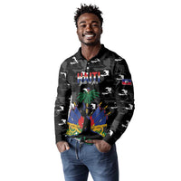 Personalized Haiti Map Camouflage Long Sleeve Polo Shirt Unique Style - Wonder Print Shop