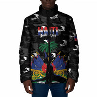 Personalized Haiti Map Camouflage Padded Jacket Unique Style - Wonder Print Shop