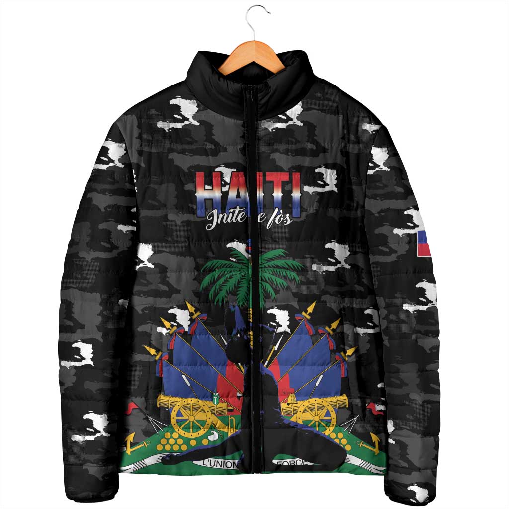 Personalized Haiti Map Camouflage Padded Jacket Unique Style - Wonder Print Shop