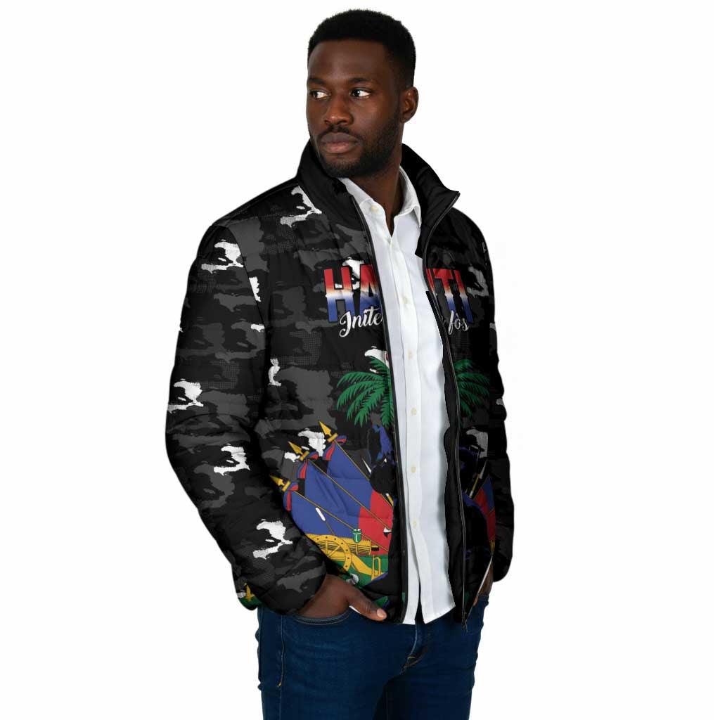 Personalized Haiti Map Camouflage Padded Jacket Unique Style - Wonder Print Shop