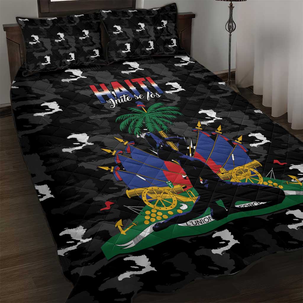 Haiti Map Camouflage Quilt Bed Set Unique Style - Wonder Print Shop