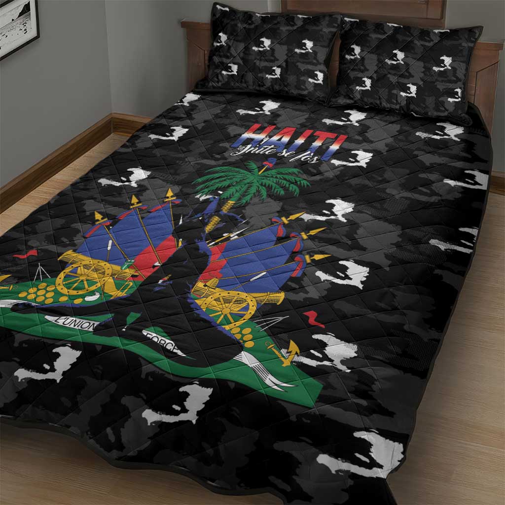 Haiti Map Camouflage Quilt Bed Set Unique Style - Wonder Print Shop