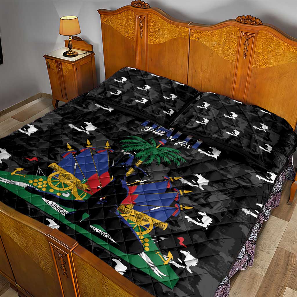 Haiti Map Camouflage Quilt Bed Set Unique Style - Wonder Print Shop